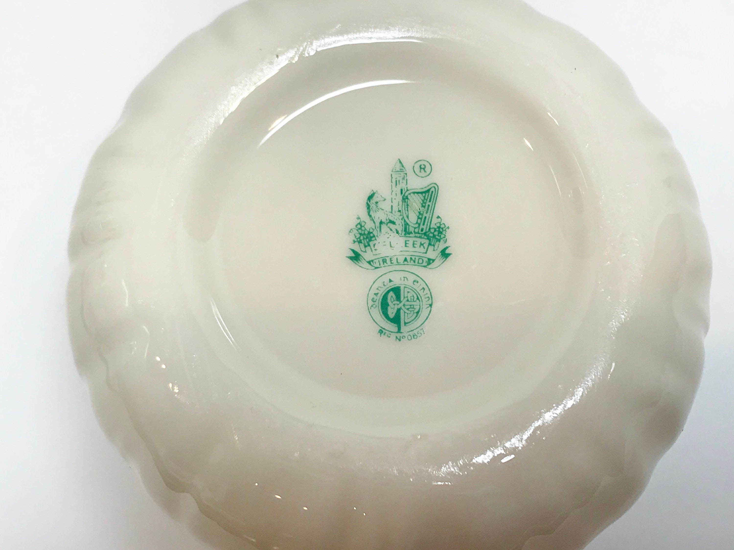Belleek Bowl, Belleek Sugar Bowl, Belleek China, Sixth Green Mark