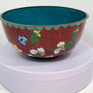 Antique Cloisonne Bowl: Chinese Floral Design, Pre-1914