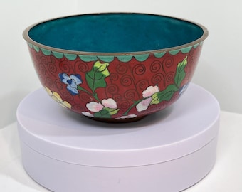 Antique Cloisonne Bowl: Chinese Floral Design, Pre-1914