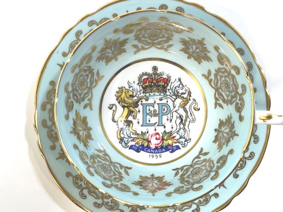 Queen Elizabeth Teacup, Paragon Teacup and Saucer, Hand Painted Teacup, Canadian Teacup, St Lawrence Seaway, Gift for Him, Collector Teacup
