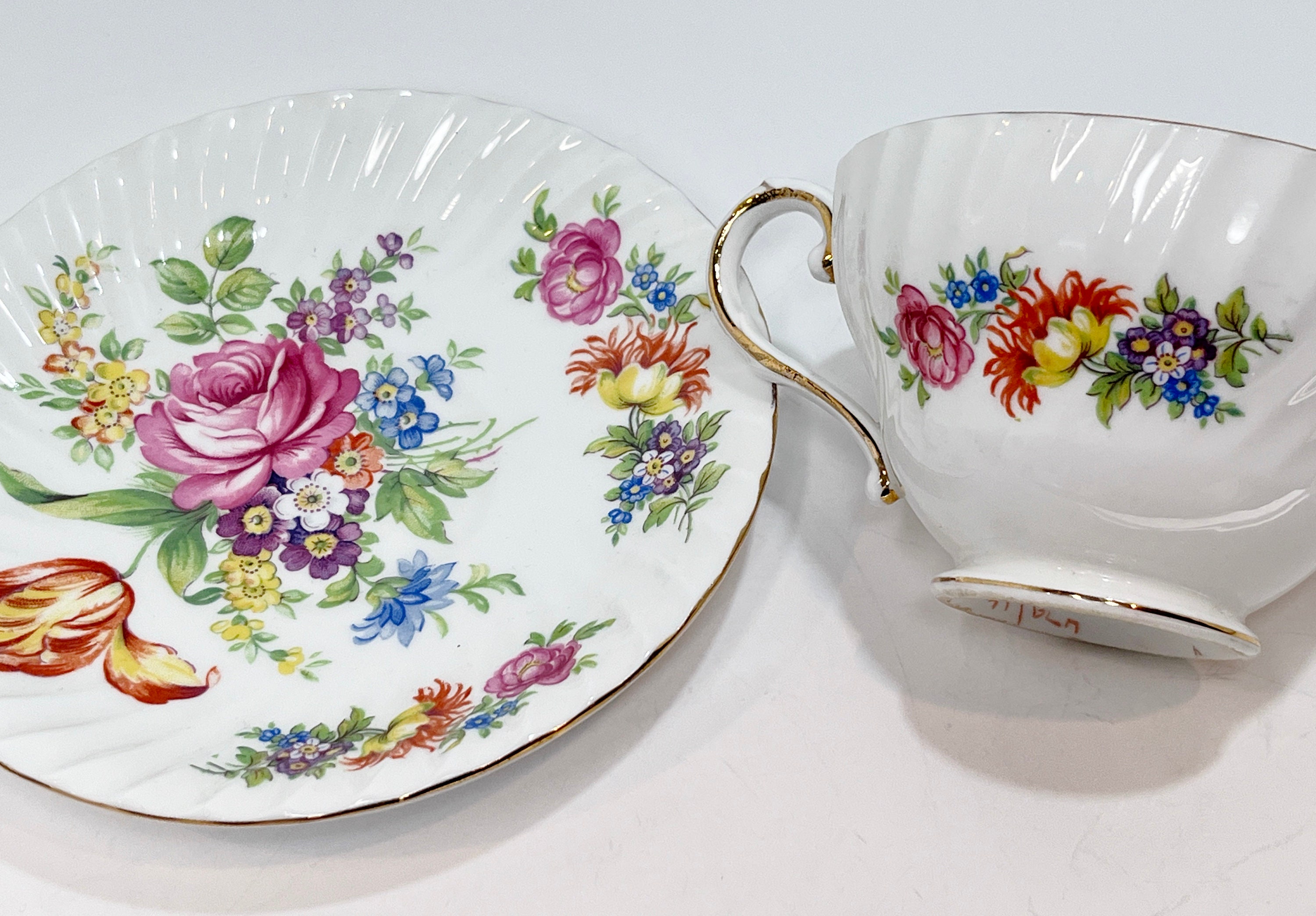Stanley Teacup and Saucer with Large Roses