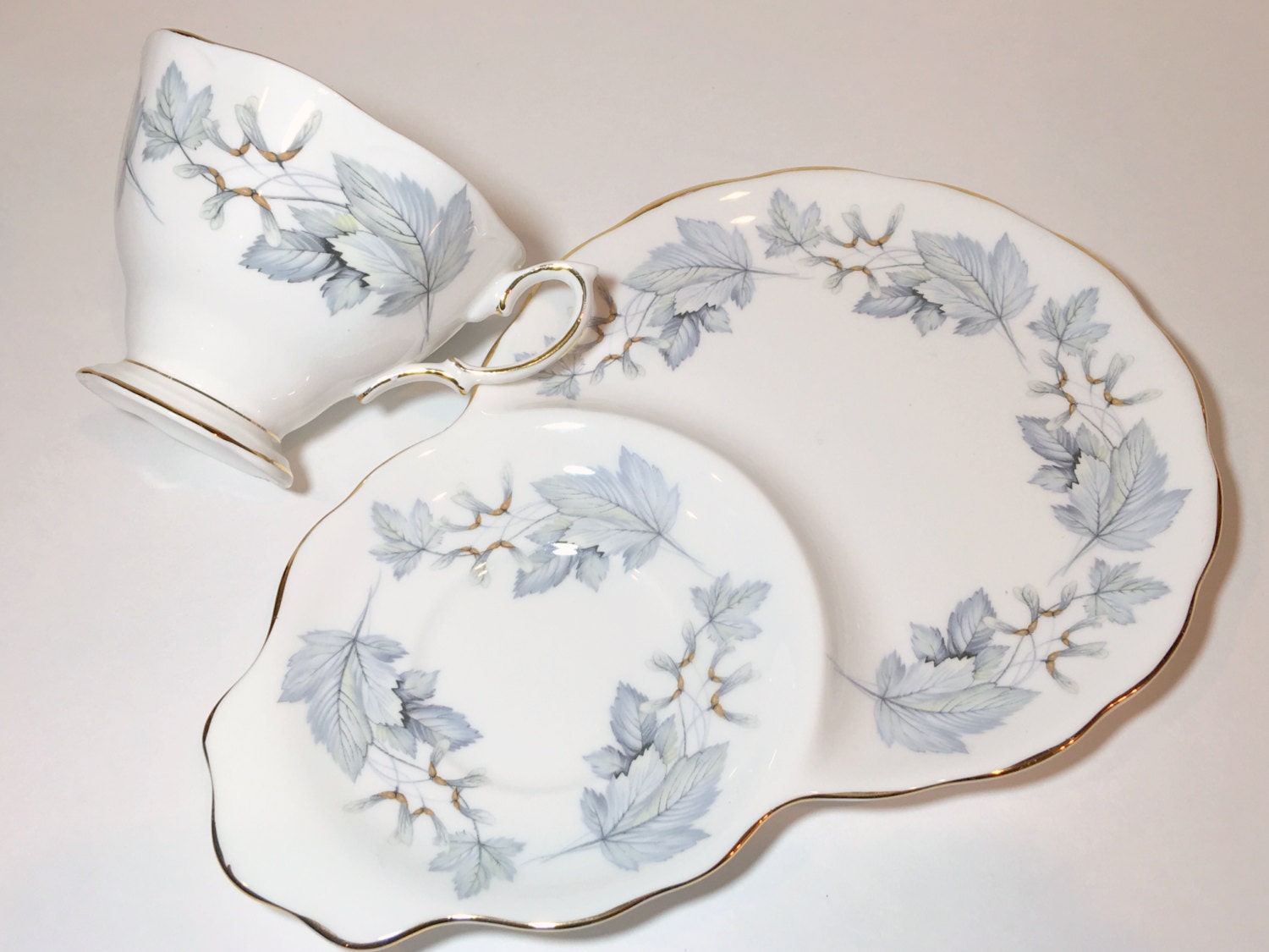 SALE, Royal Albert Snack Tray, Silver Maple, English Bone China, Tea