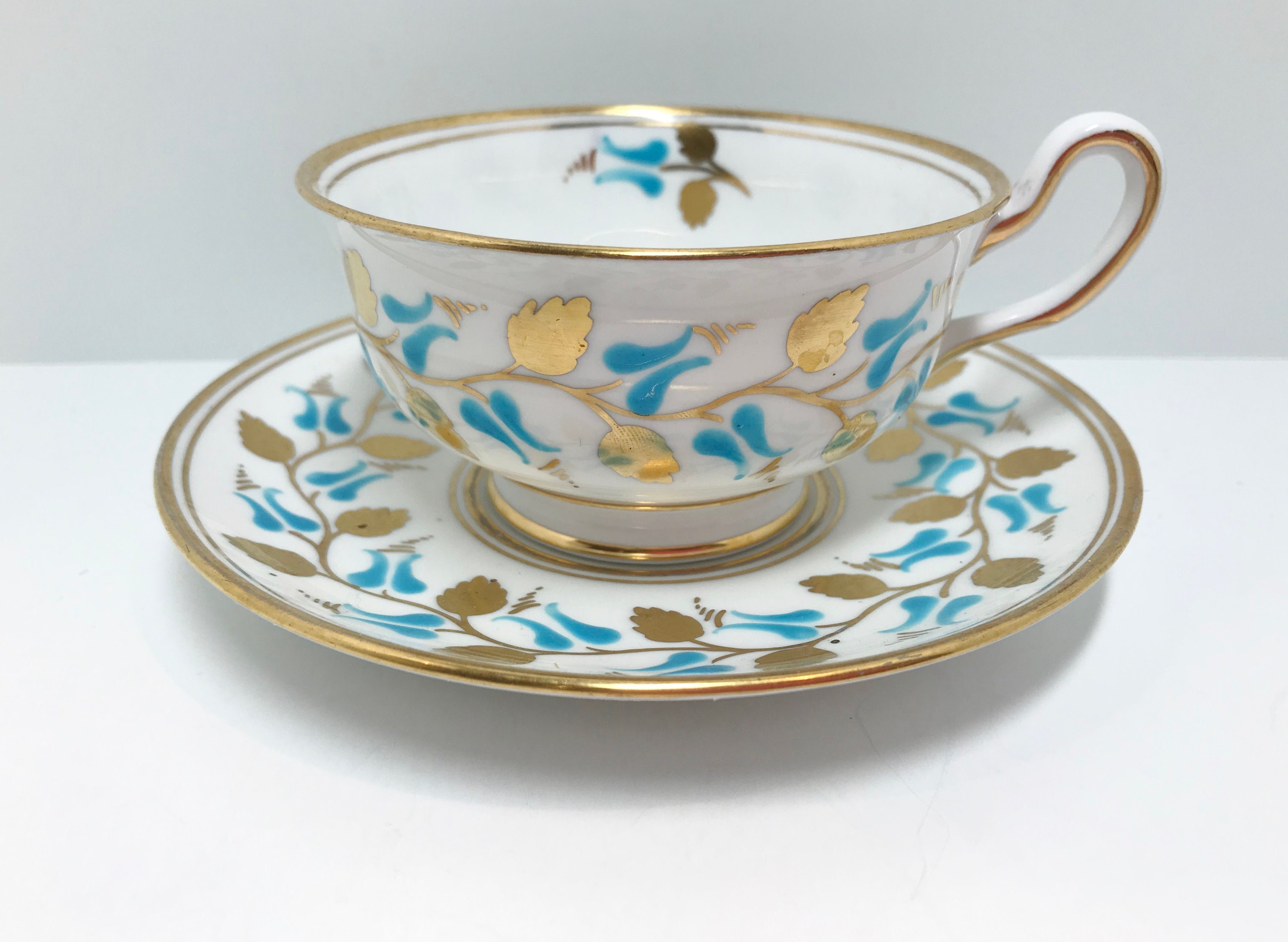 Royal Chelsea Teacup and Saucer , English Bone China Cup , Hand Painted