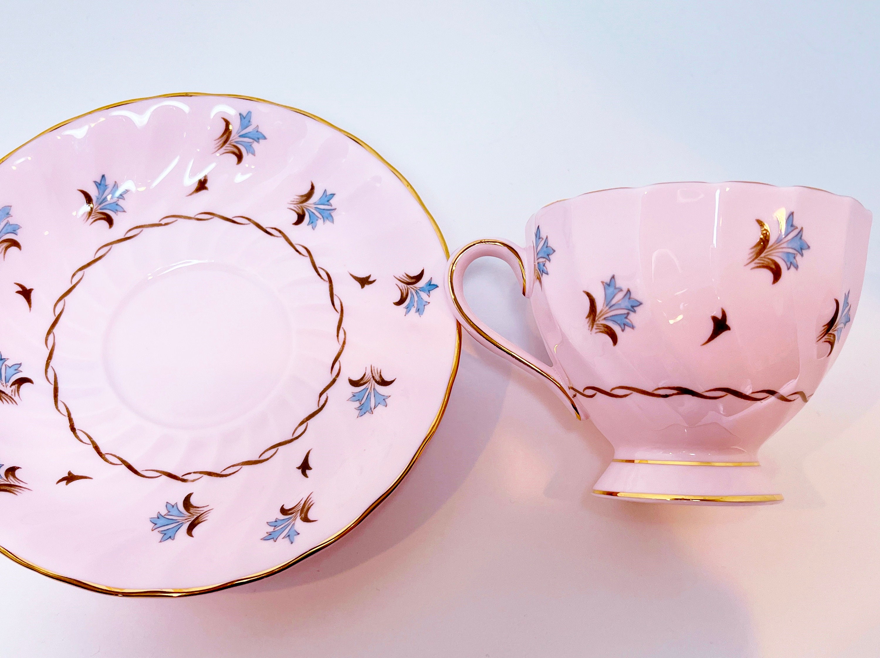Pink Chintz Tuscan Tea Cup, Florette Pattern, Pink Tea Cups, Vintage