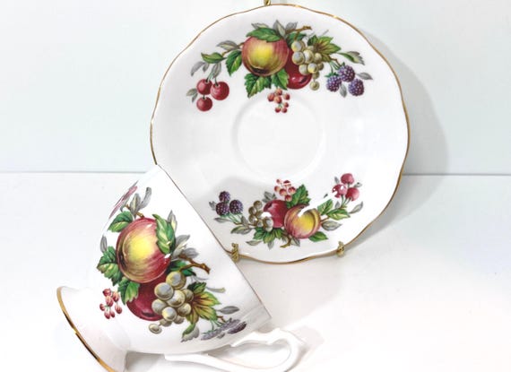 Fruit Teacup, Queen Anne Teacup, Antique Teacup, English Bone China, Gift for Her, Gift for Friend, Housewarming Gift, Hostess Gift