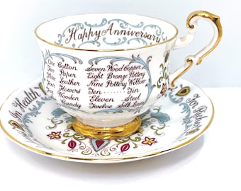 Paragon Anniversary Teacup: Fine Bone China Lovebirds Tea Cup