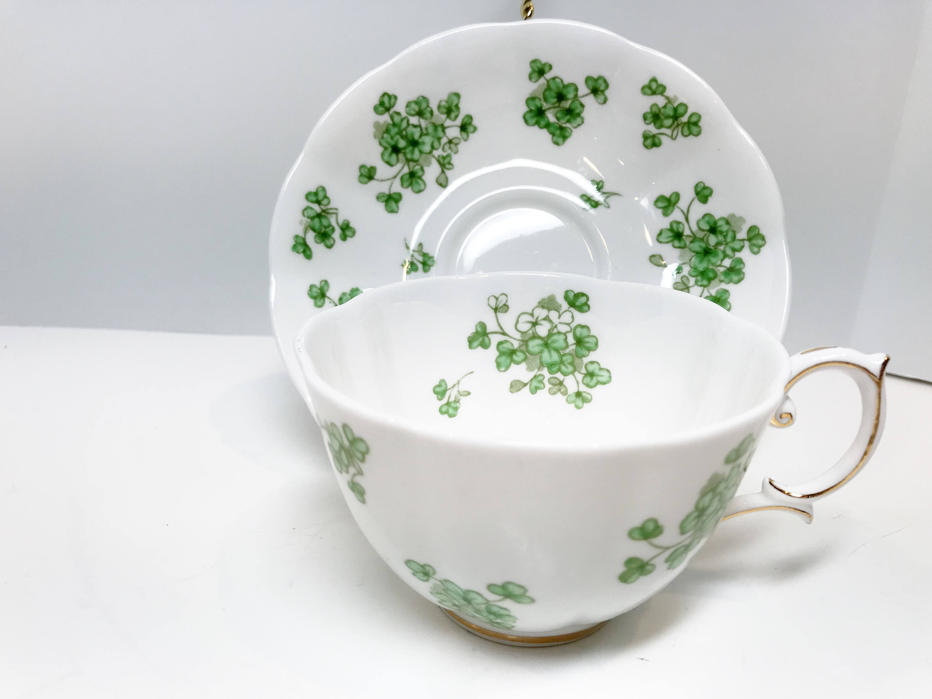 Shamrock Royal Albert Tea Cup and Saucer, Antique Tea Cups, English