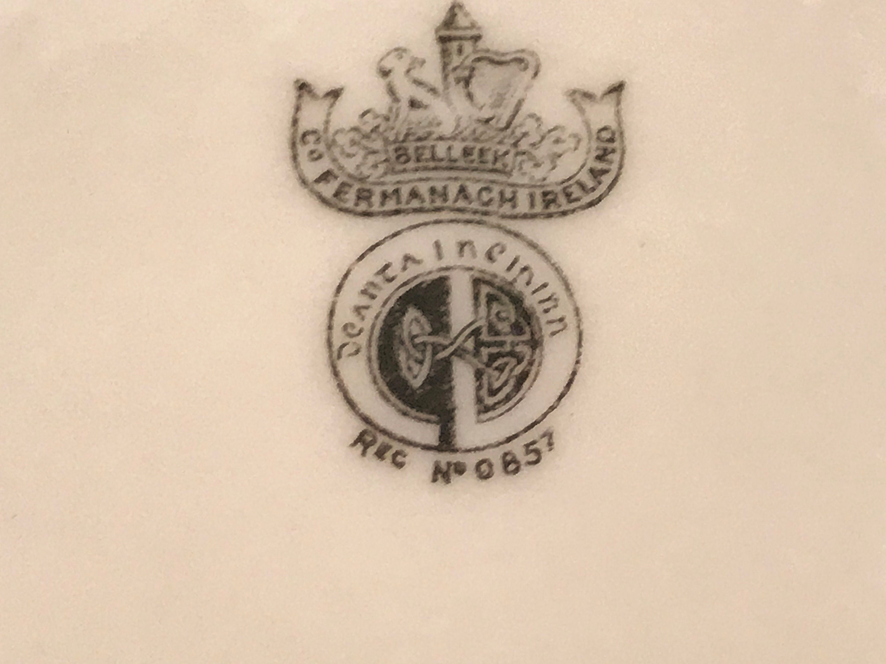 Black Mark Belleek Shamrock Plates, Shamrock Ware Plates, Belleek