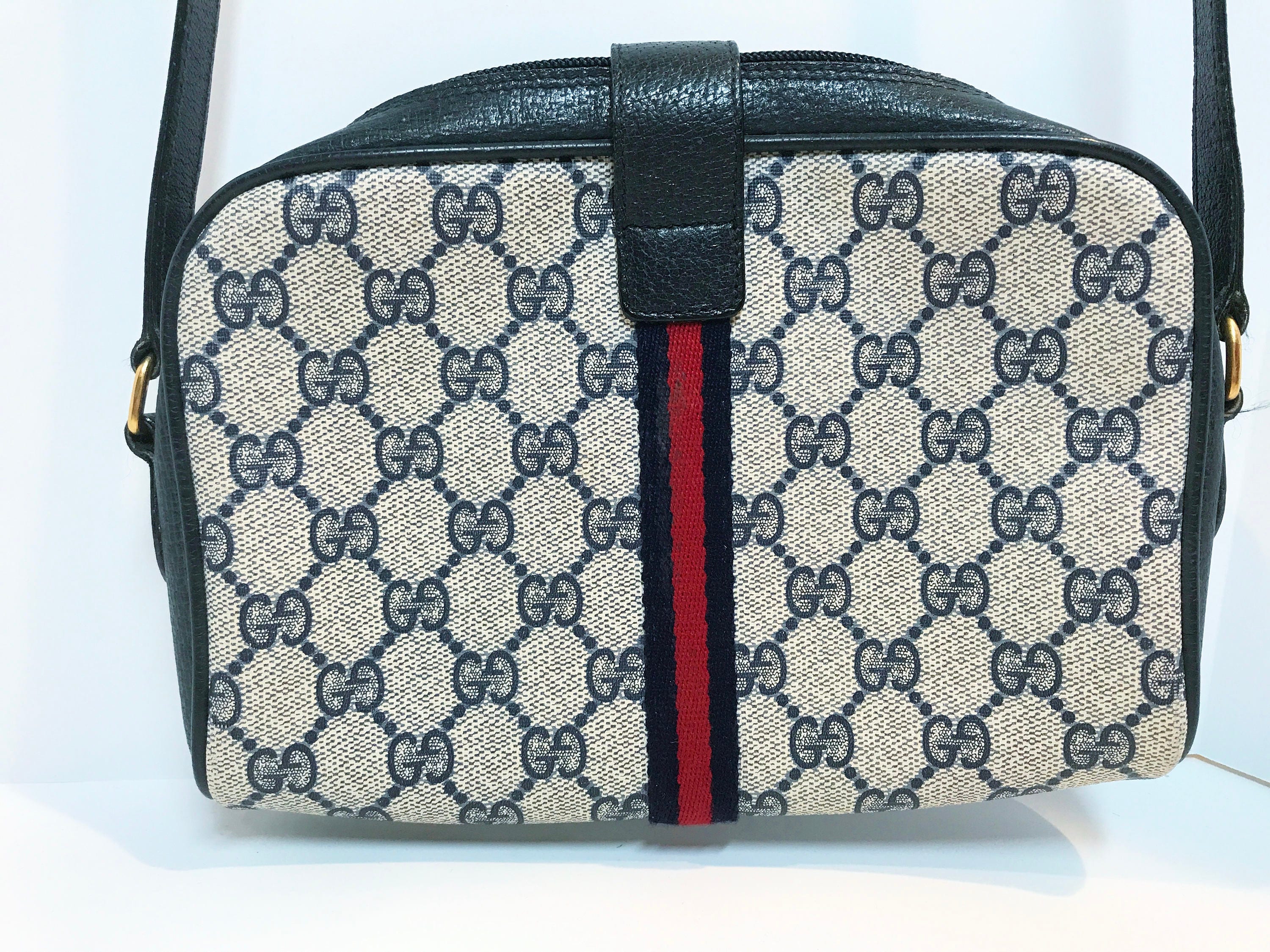 Authentic Gucci Bag, Classic Gucci Purse, Navy Leather Gucci Handbag ...