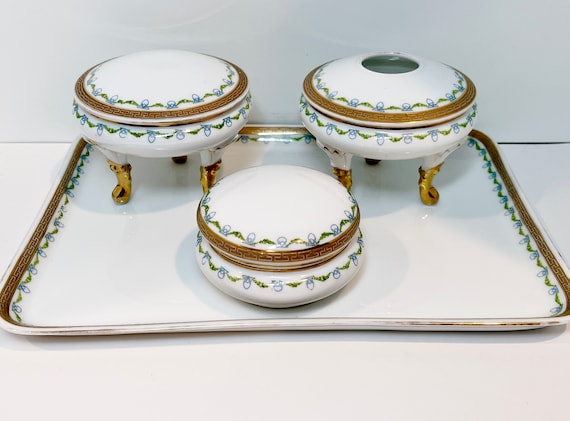 Royal Bayreuth Vanity Set, Vanity Tray, Vanity Accessories, Bavarian Vanity Set, Royal Bayreuth Dresser Set