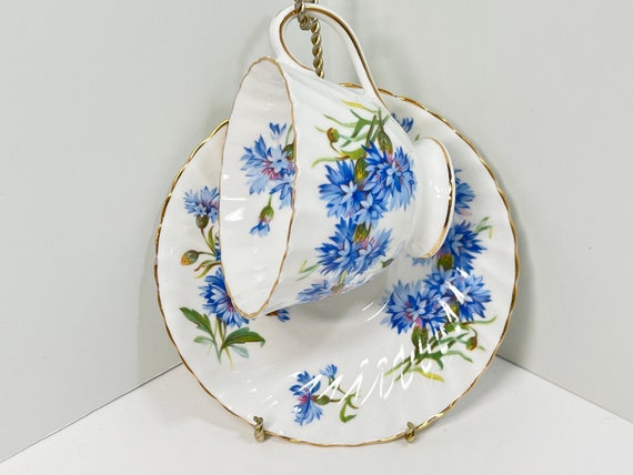 Royal Adderley Tea Cup and Saucer , Floral Tea Cup , Cornflower Tea Cup , English Bone China Tea Cups , Friend Gift , Housewarming Gift