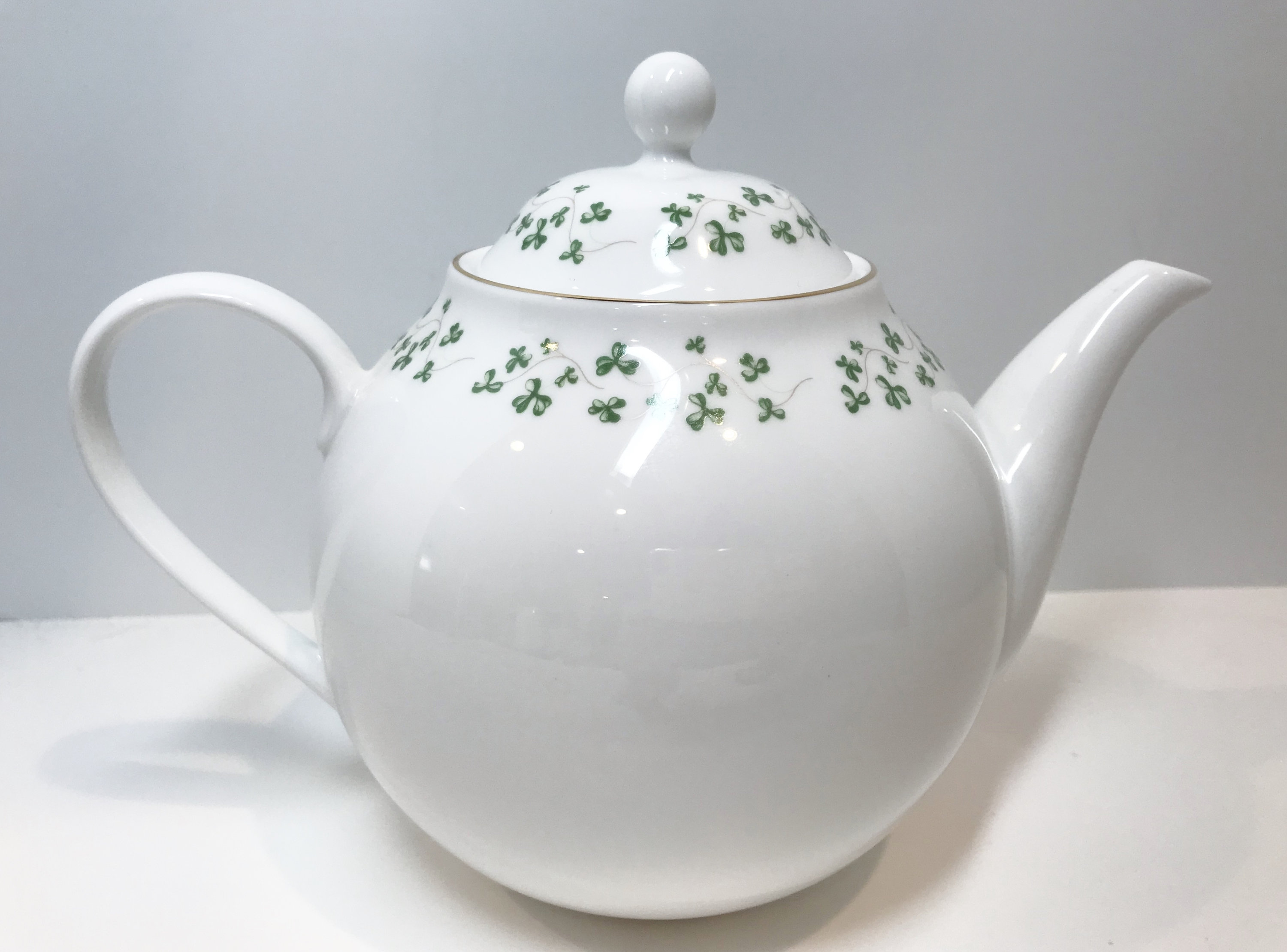 Royal Tara Teapot, Tara Shamrock Teapot, Irish Bone China Teapot