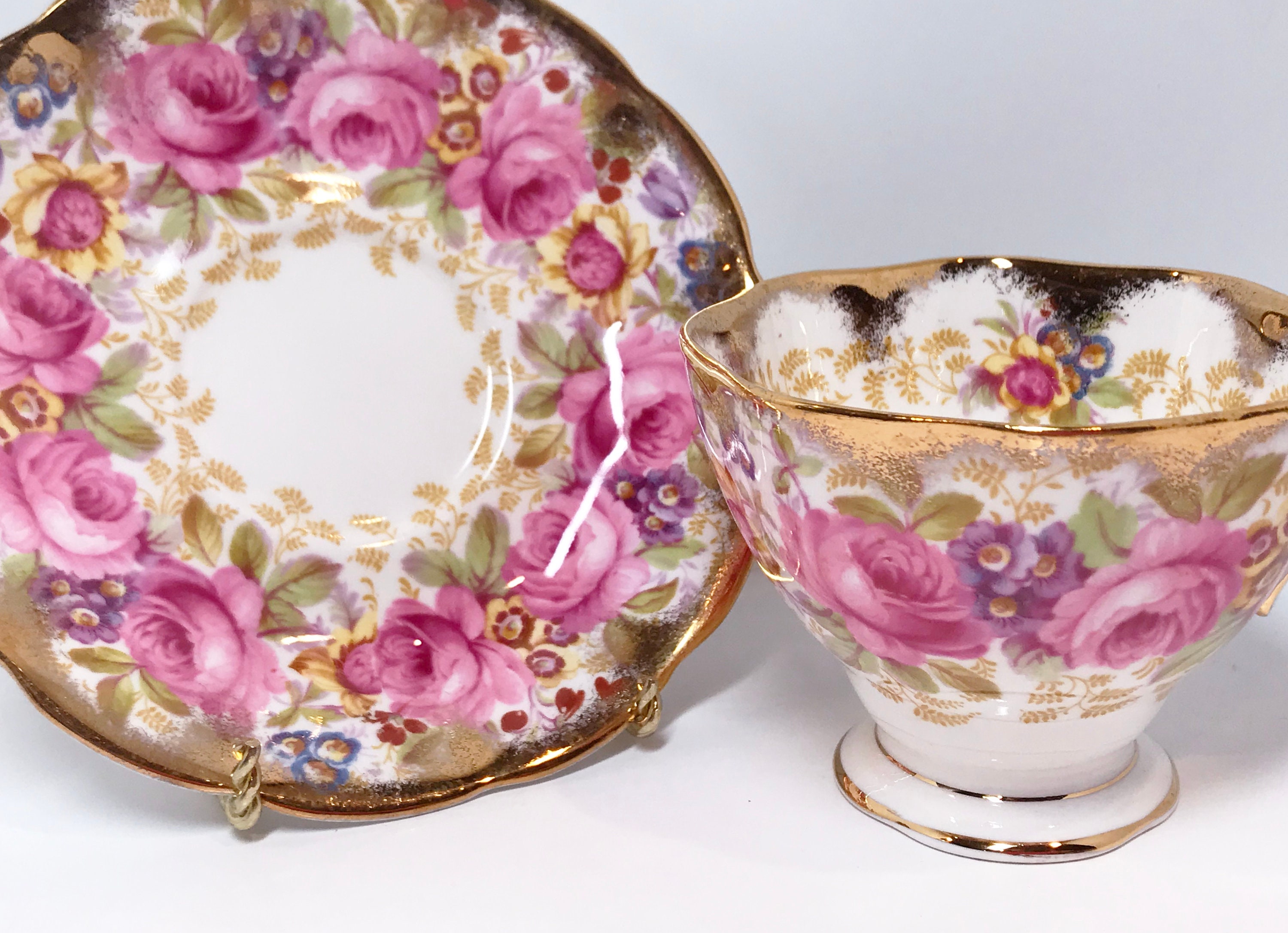Royal Albert Teacup, Gold Rose Teacups, Antique Teacups, Antique Tea Cups Vintage, Anniversary