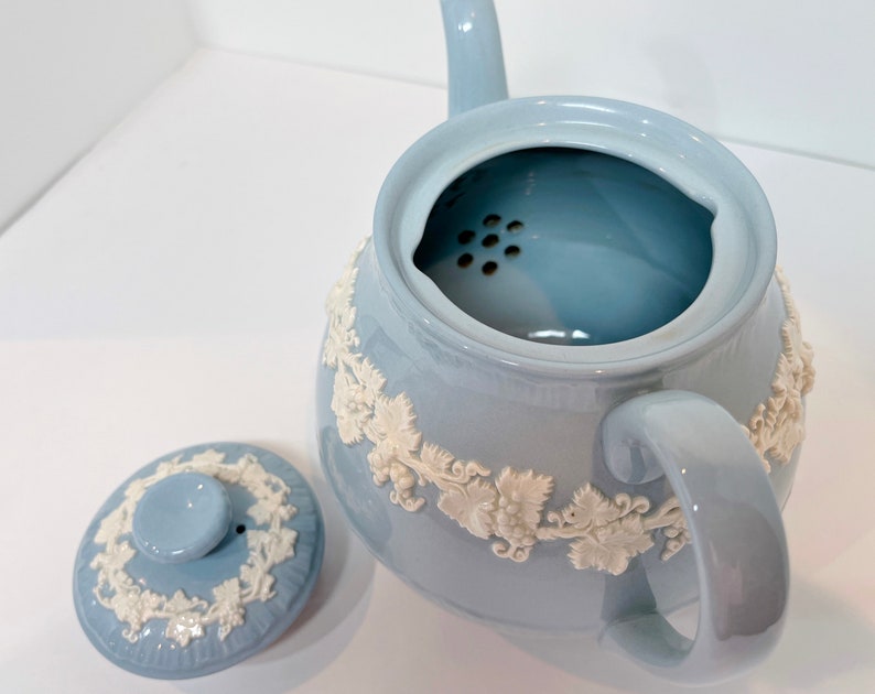 Queensware Wedgwood Teapot Blue Wedgwood Cream on Lavender Etsy