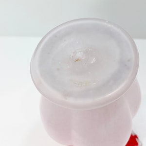 Victorian Cased Glass , Blown Glass , Ruffled Top Vase , Pink White Glass , Antique Glass Vase image 7