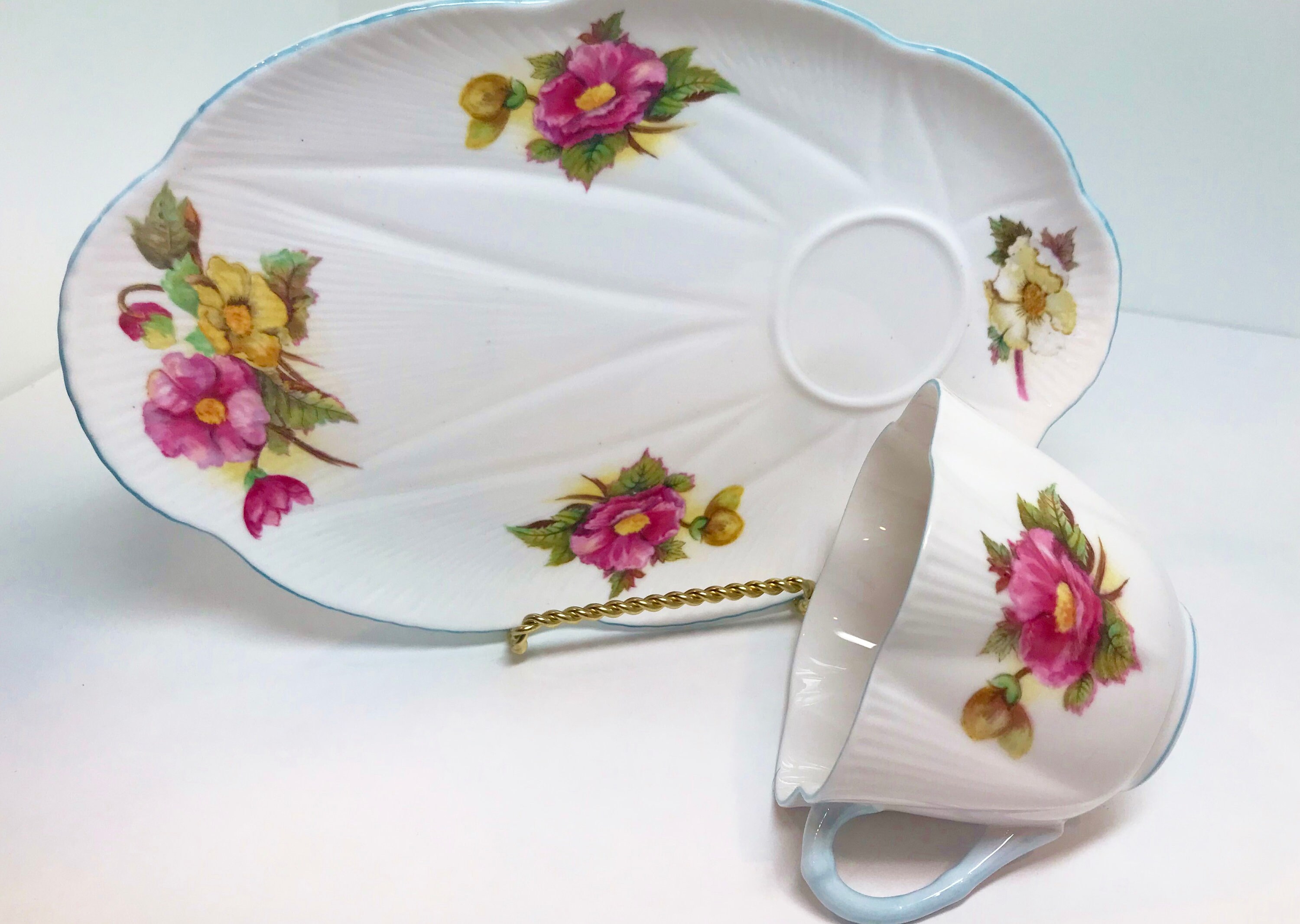 Shelley Snack Set, Shelley Begonia, Tea and Toast, Shelley China