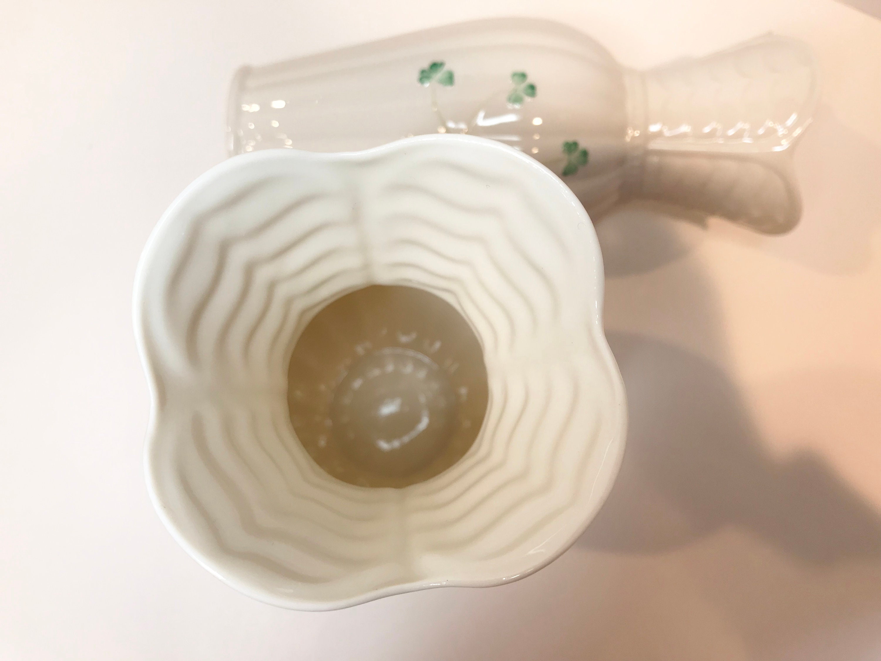 Reserved for SR, Pair Shamrock Belleek Vases, Corrib Vases, Belleek