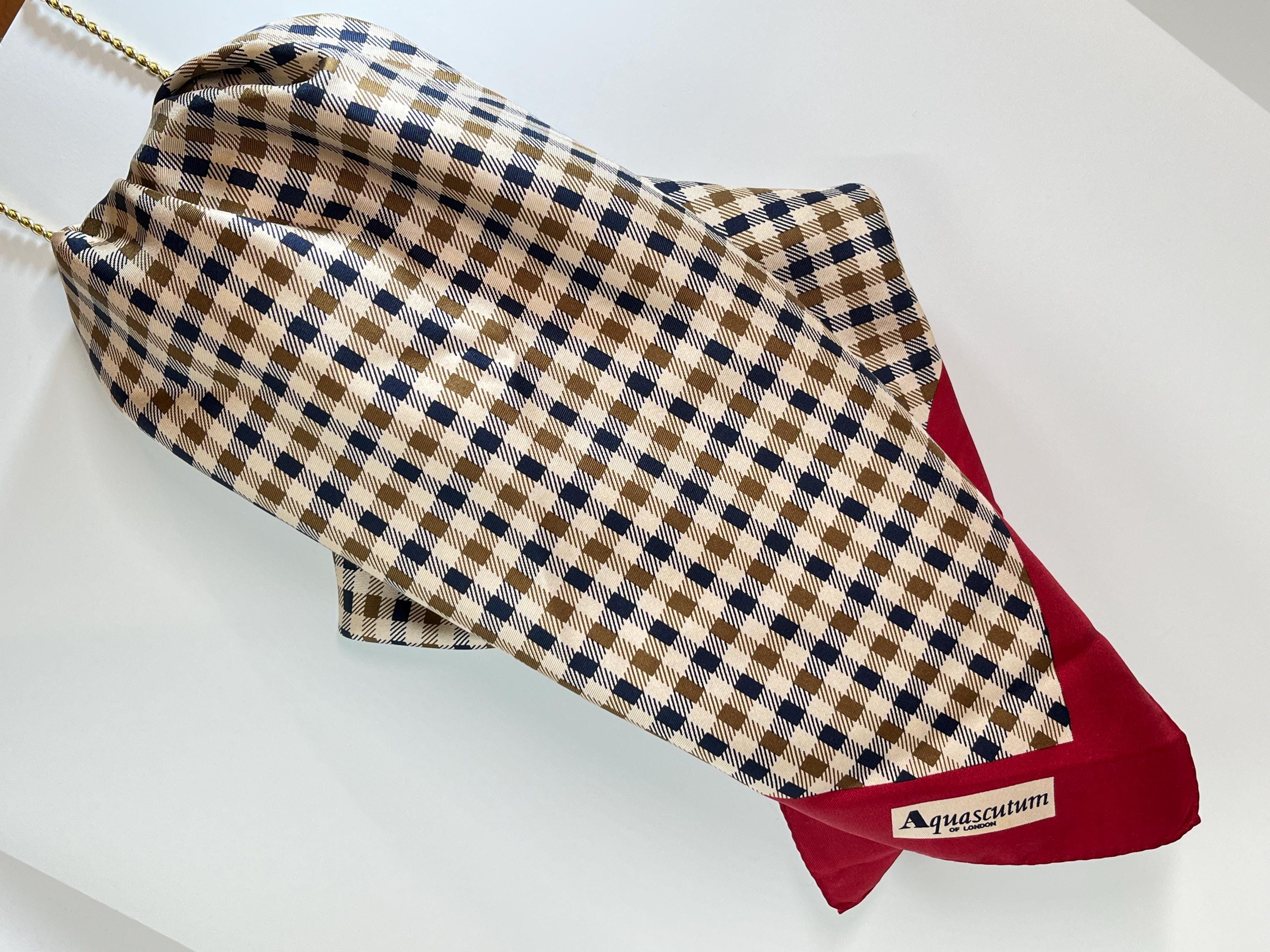 Aquascutum Scarf , Silk Scarf , Club Check Scarf , London Scarf , British Aquascutum , Gift for Her , Gift for Friend , English Scarf Aquascutum Scarf , Silk Scarf , Club Check Scarf , London Scarf , British Aquascutum , Gift for Her , Gift for Friend , English Scarf