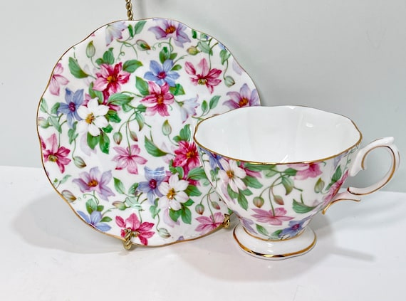 Royal Albert Teacup and Saucer, Summer Glory, Vintage Teacup, Floral Teacup, Birthday Teacup, Gift For Her, Anniversary Gift
