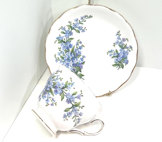 Royal Vale Teacup and Saucer, Forget Me Not Teacup, Floral Teacup, Gift for Her, Gift for Friend, Housewarming Gift, English Teacup