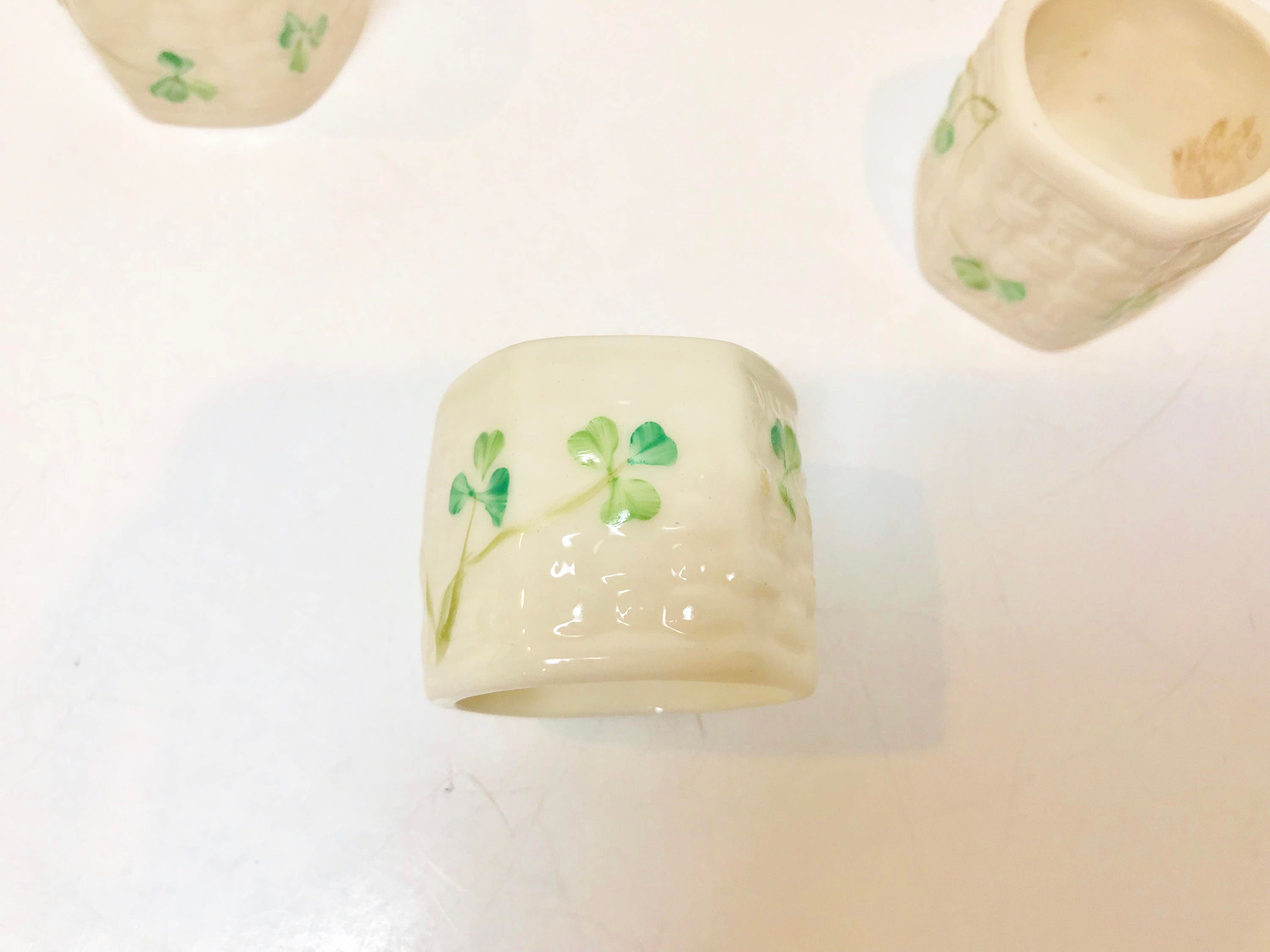 Reserved for SR, Belleek Napkin Rings, Irish Porcelain, Set of Five
