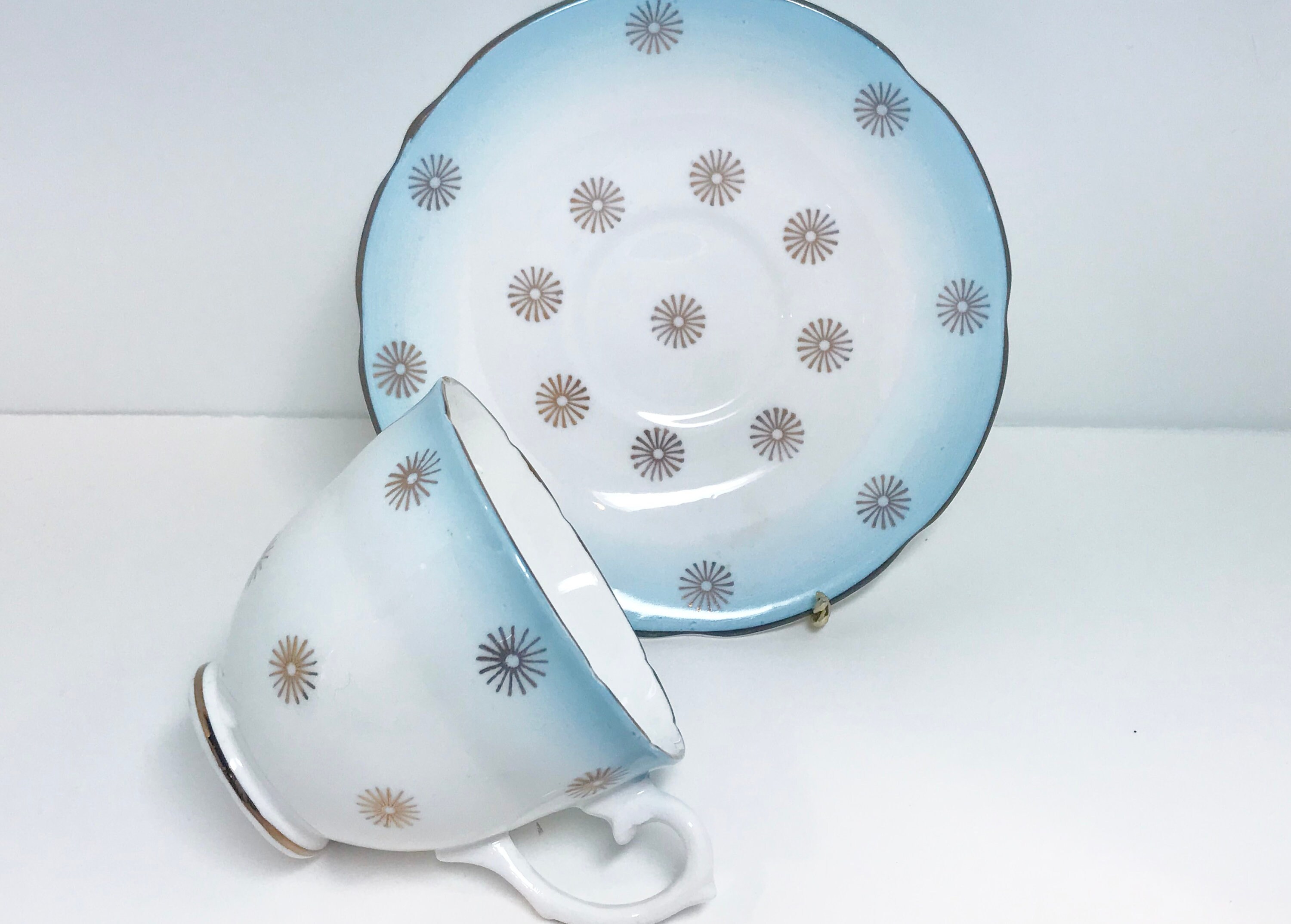 Atomic Tea Cup and Saucer, English Castle Tea Cups, Antique Teacups