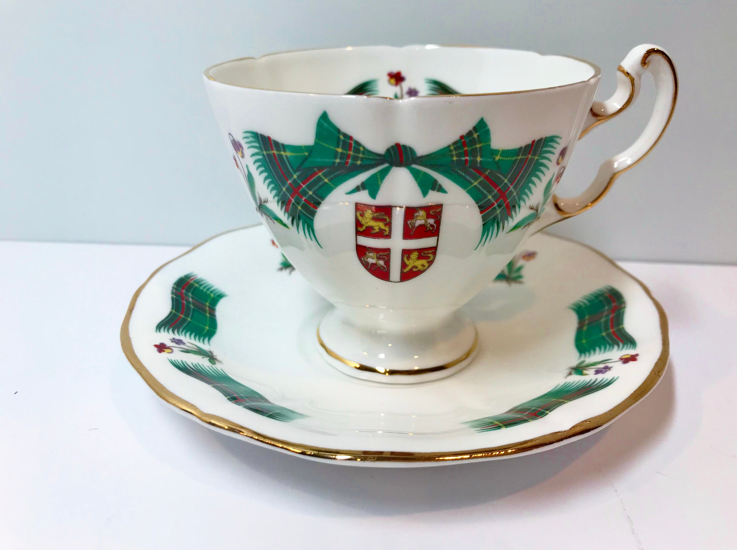 Newfoundland Tea Cup and Saucer, Royal Adderley Tea Cup, English Bone