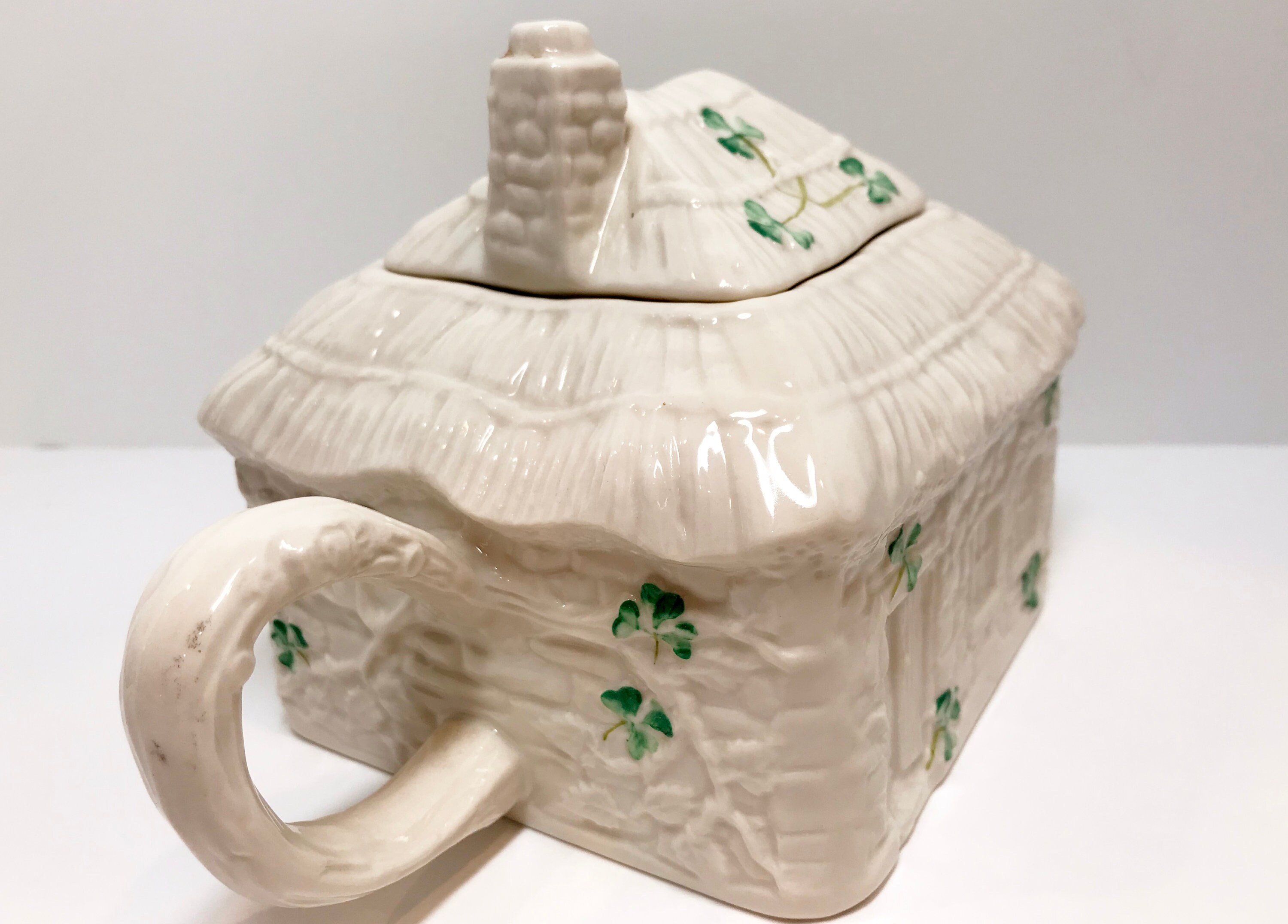 Reserved for SR, Shamrock Cottage Teapot, Belleek Teapot, Irish Teapot