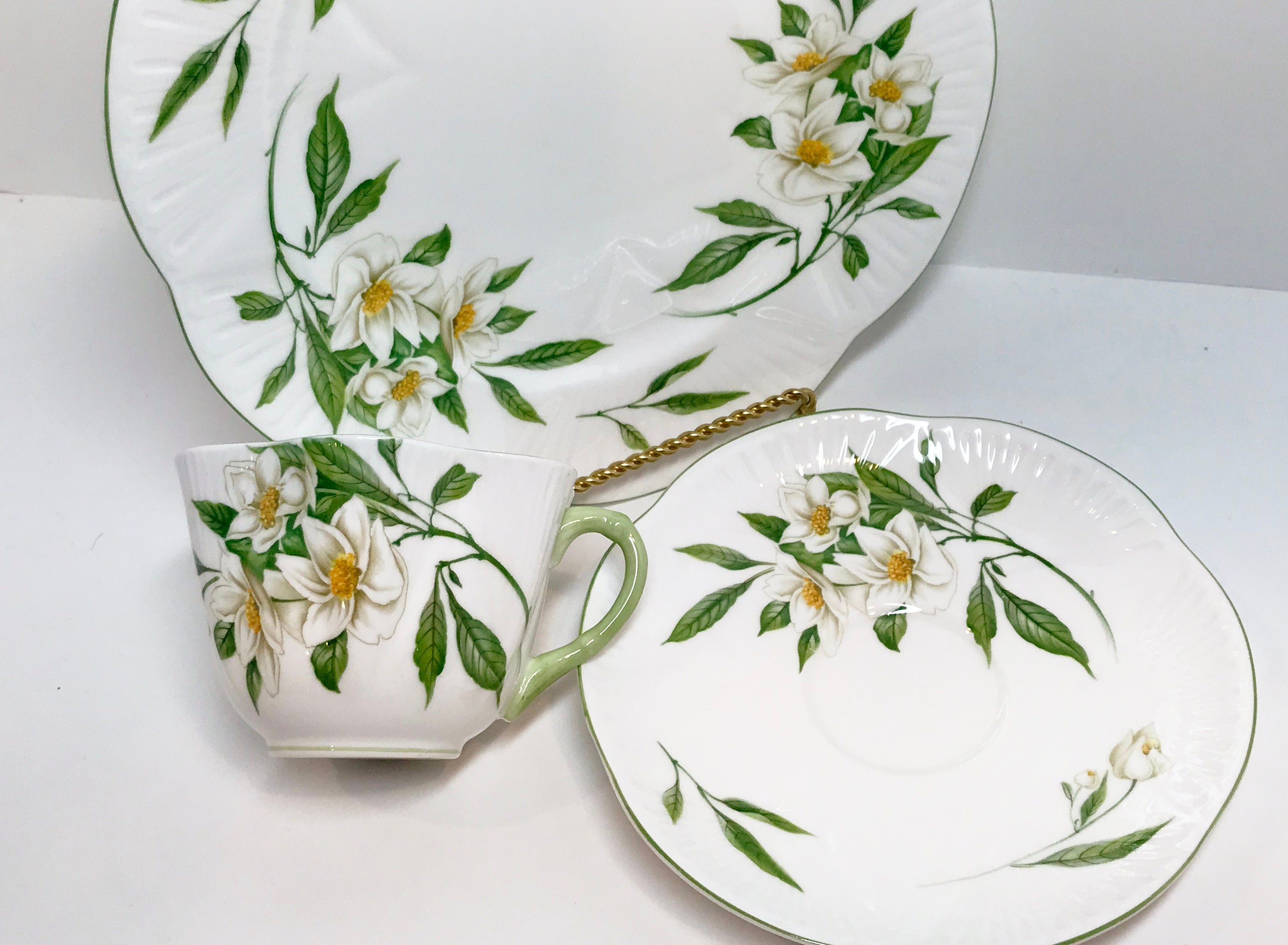 Shelley Trio, Syringa Pattern, Shelley Tea Cups, Bone China Plates, Tea