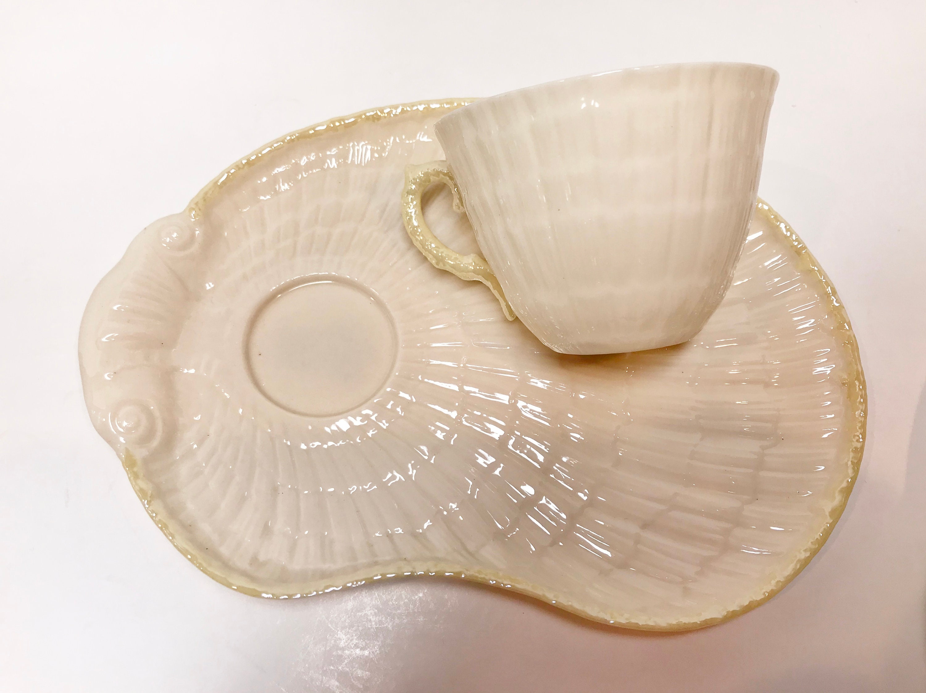 Belleek Snack Tray and Cup, Limpet Snack Set, Limpet Teacup and Tray