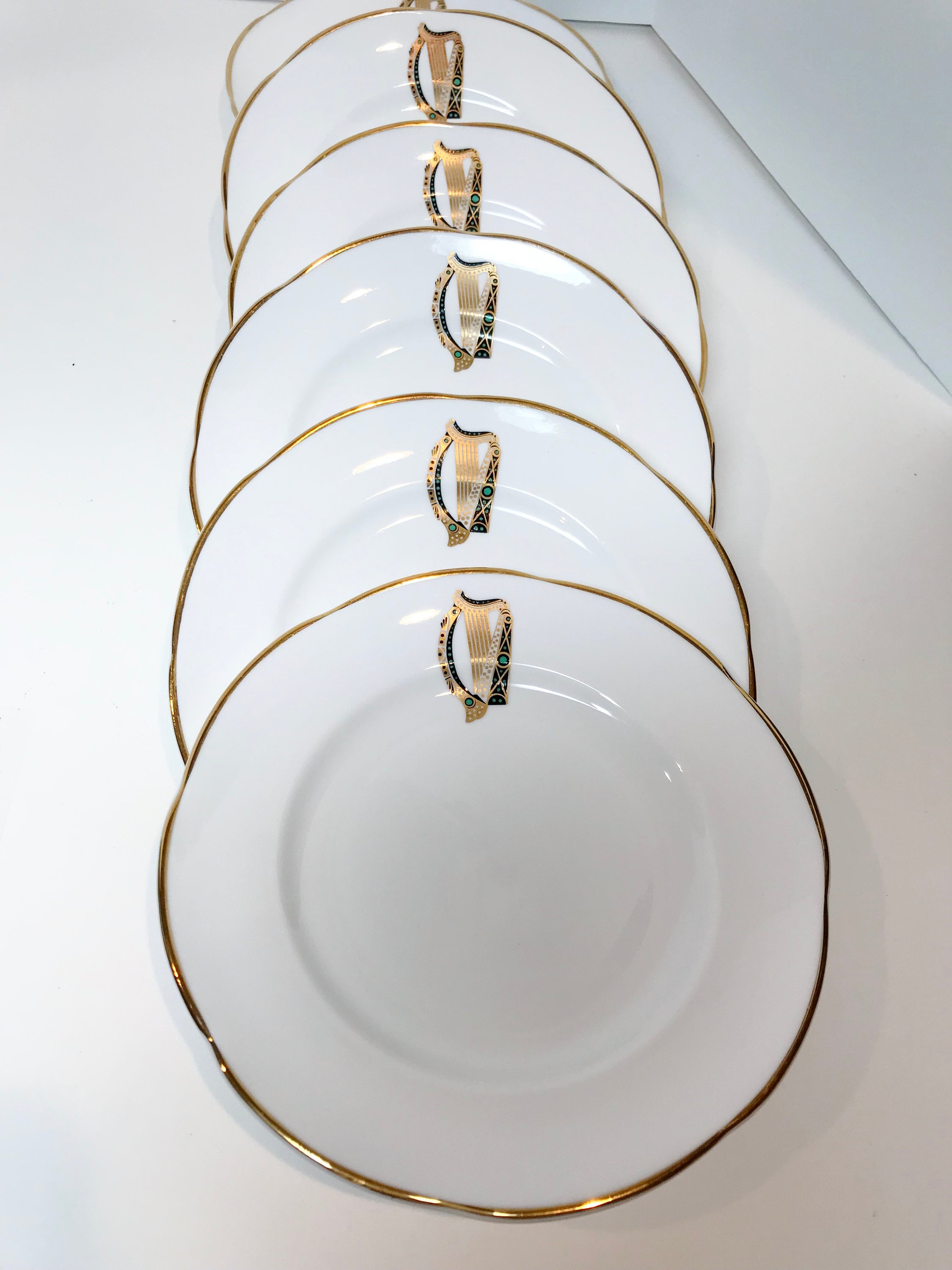 Royal Tara, Set of 6 Plates, Irish Harp Pattern, Irish Plates, Ireland