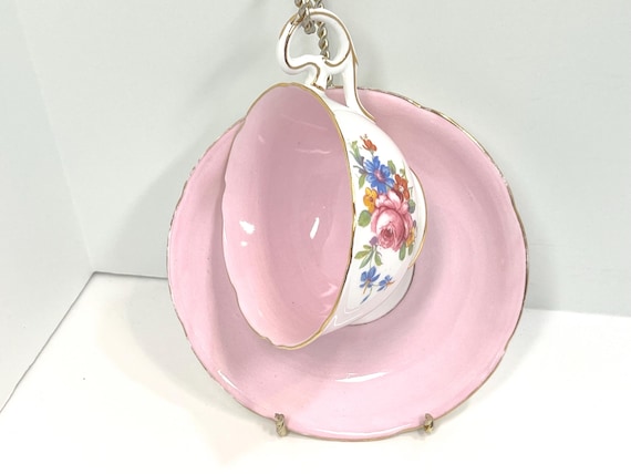 Pink Royal Grafton Teacup and Saucer, Antique Teacup, Antique Teacup, Made in England, Pink Teacup, Gift for Her, Anniversary Gift