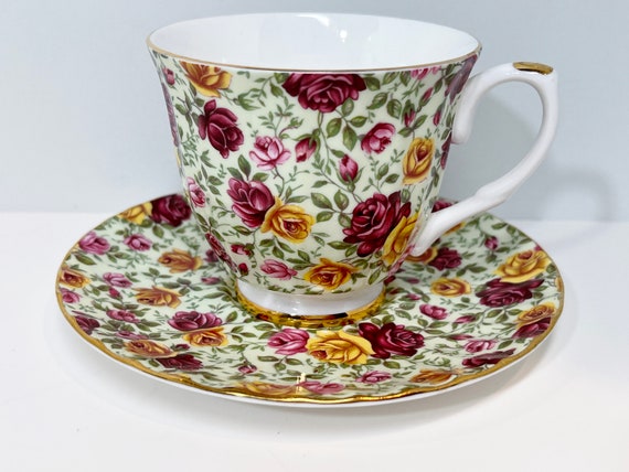 Mayfair Tea Cup and Saucer Floral Tea Cup Vintage Rose Tea Cup Vintage Teacup English Teacup Birthday Gift for Her