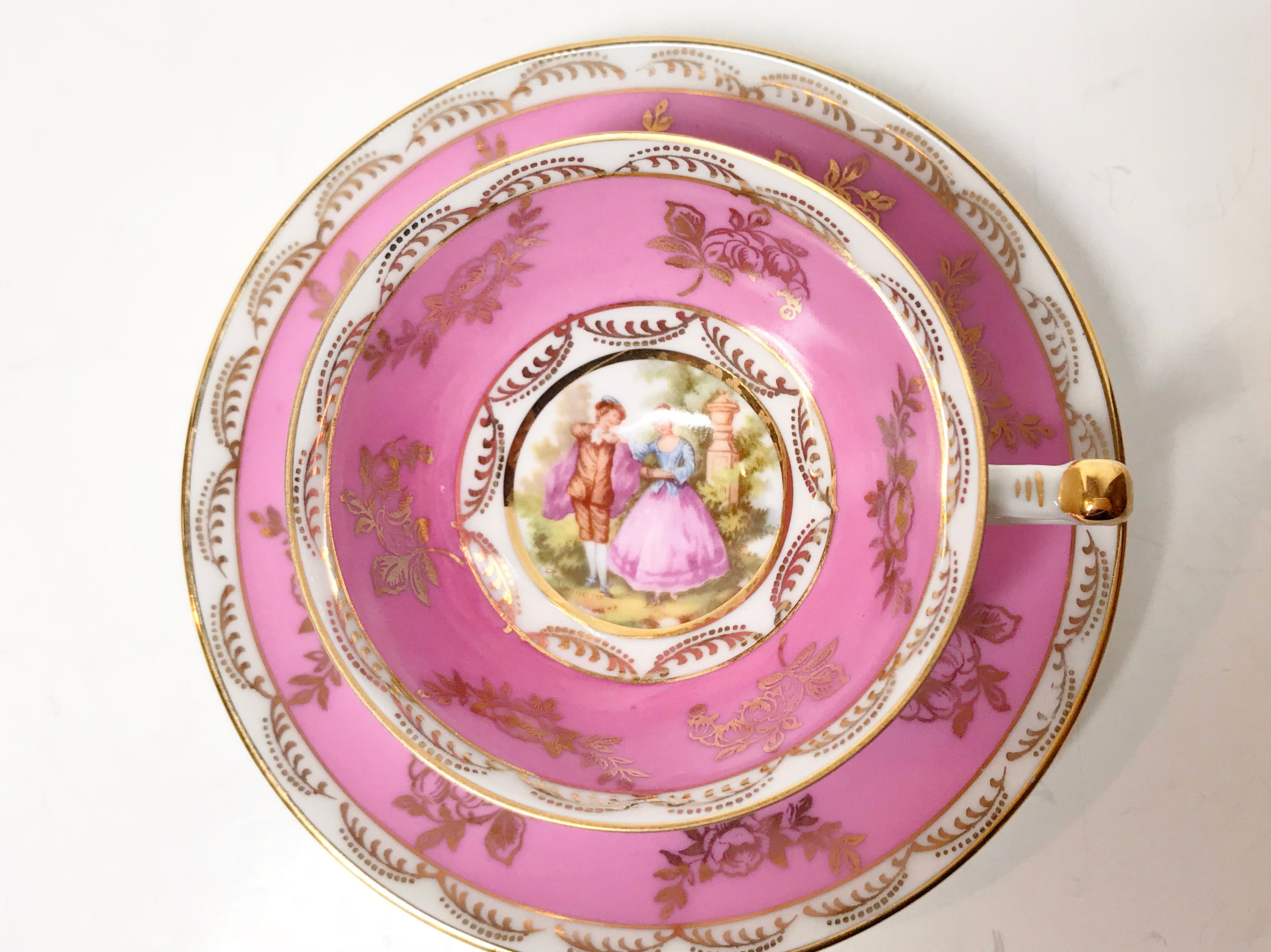 Loving Couple JKW Tea Cup, Bavarian German Tea Cups, Courting Couple