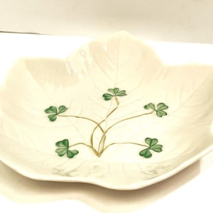 Belleek Dish, Belleek Shamrock Ware Plate, Belleek China, Irish Belleek Dish, Belleek Candy Dish, Sixth Green Mark Plate, Fall Leaf Dish