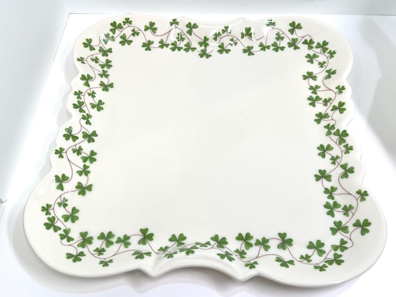 Shamrock Plate, Shamrock China, Housewarming Gift, Gifts for Her, Gift for Irish, Godinger Plate, Birthday Gift, Gift for Him, Irish Plate