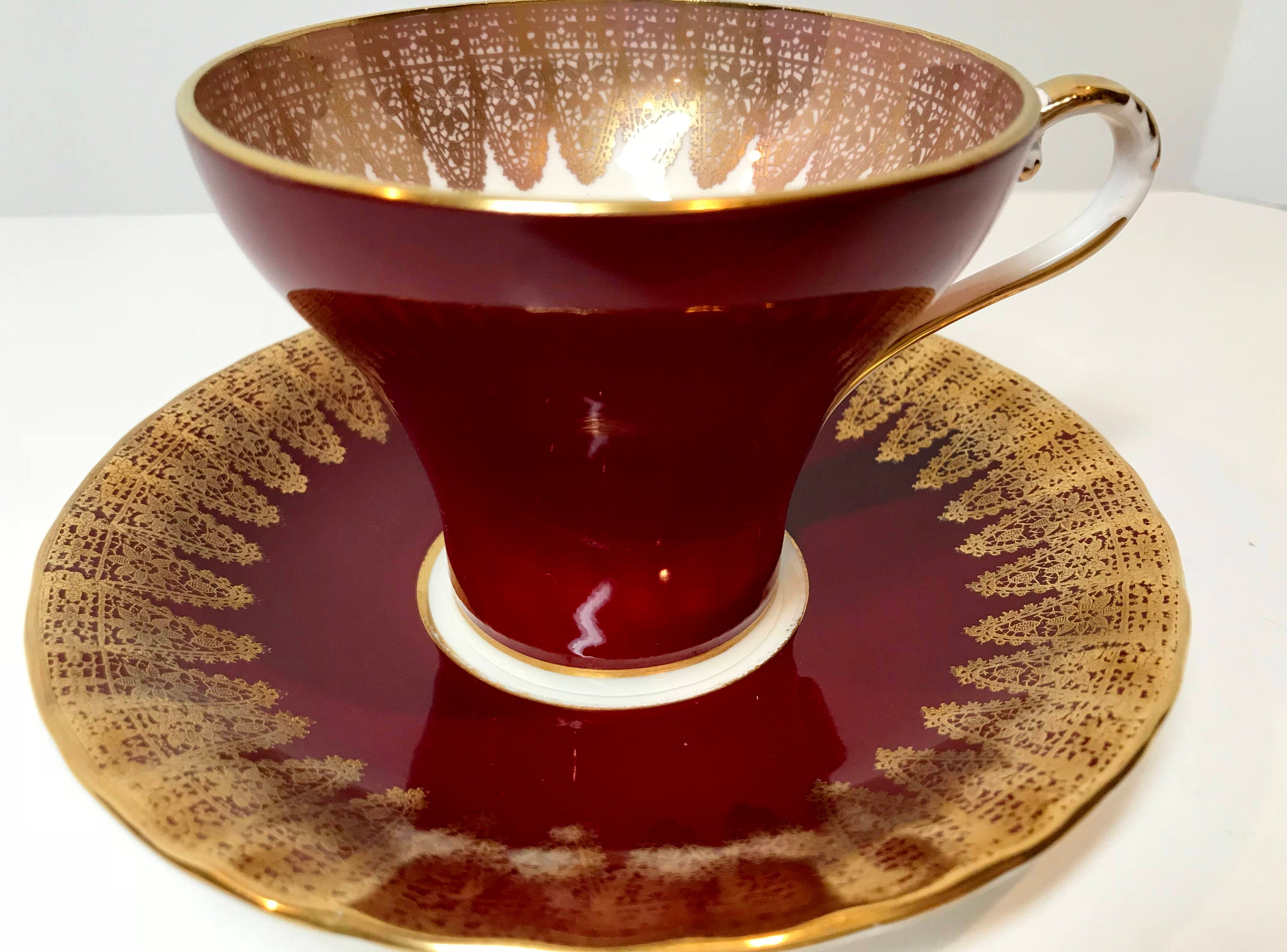 Aynsley Tea Cup and Saucer, Cup and Saucer, Corset Style Tea Cup, Antique Tea Cups