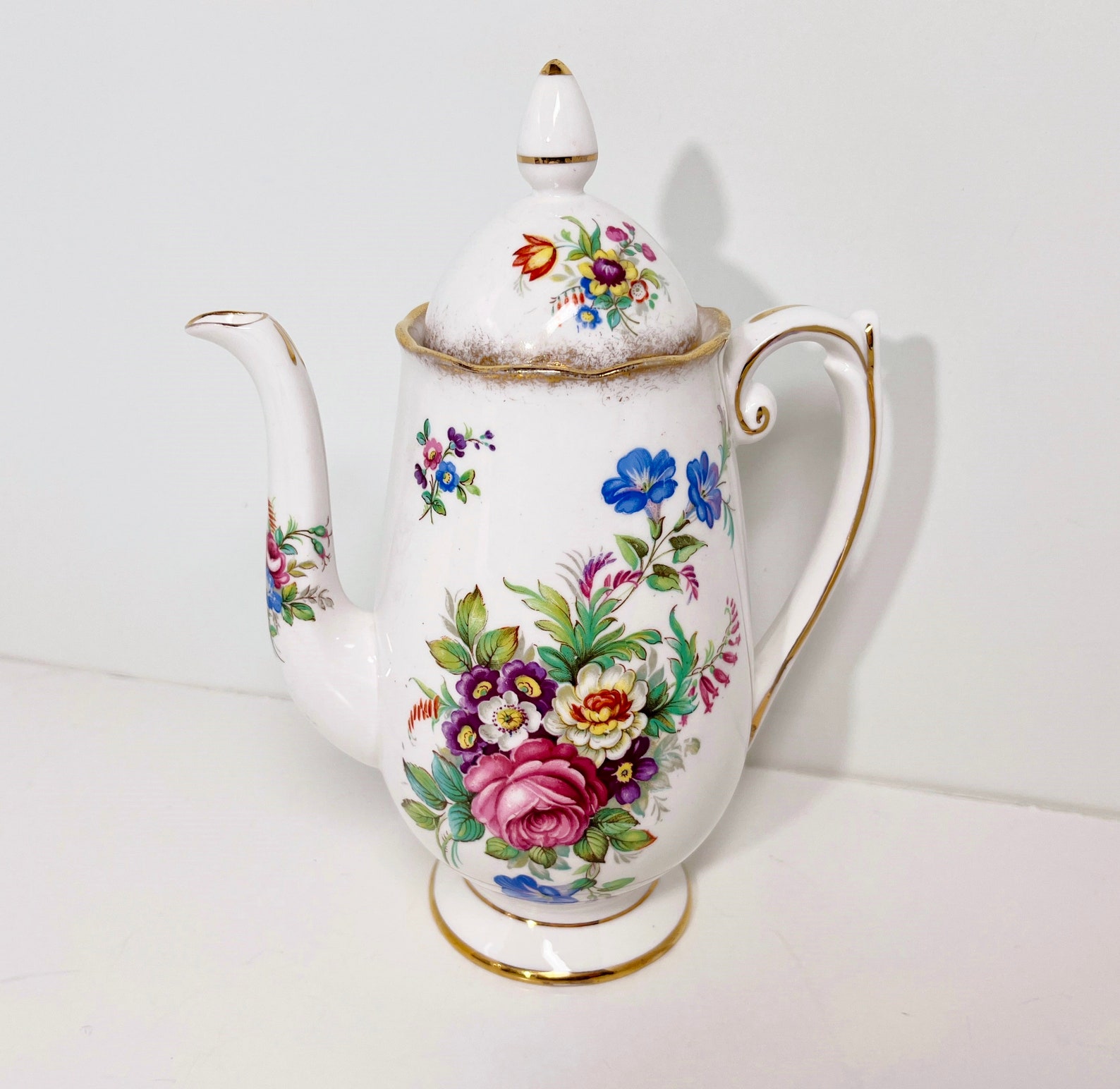 Roslyn Teapot Minuet Teapot Floral Teapot English Bone China Etsy