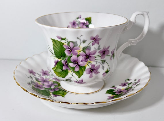 Floral Teacup by Royal Albert Vintage Teacup Gift for Her  Antique Tea Cup Violet Tea Cup English Tea Cups Bone China Teacups