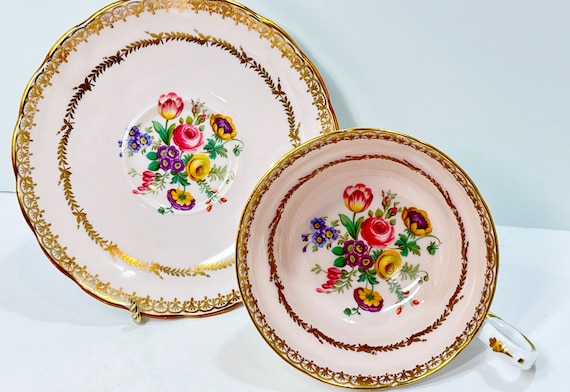 Elegant Grosvenor Tea Cup and Saucer , Floral Tea Cups , Antique Tea Cups , Hand Painted Cup , Housewarming Gift for Her
