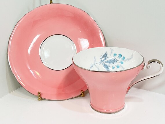 Aynsley Teacup and Saucer, Pink Teacup, Vintage Teacup, Made in England, Aynsley Corset Teacup, Gift for Her, Gift for Friend, Bridal Gift