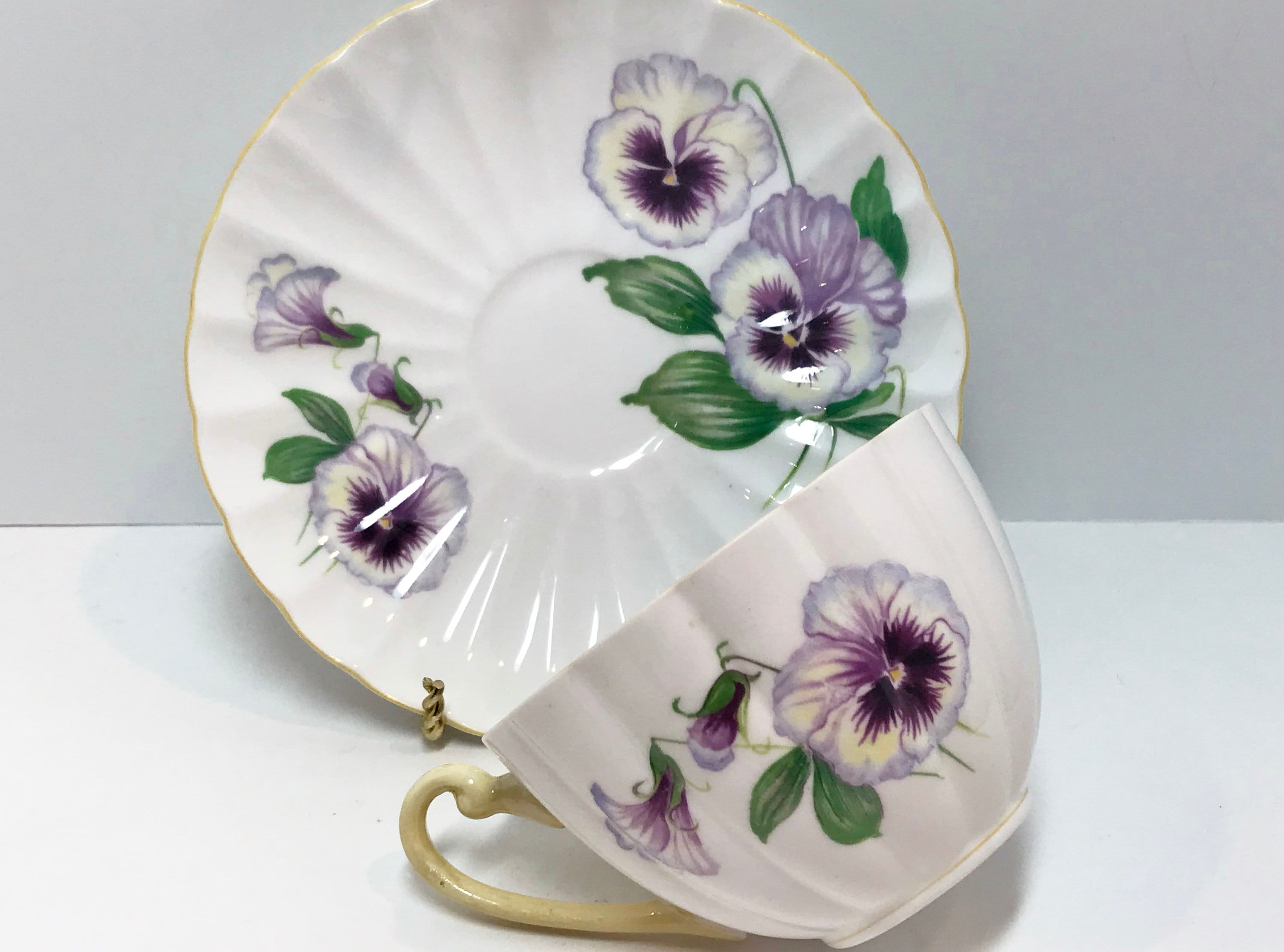 Shelley Teacup and Saucer, Shelley Pansy Teacup, Shelley China, Shelley