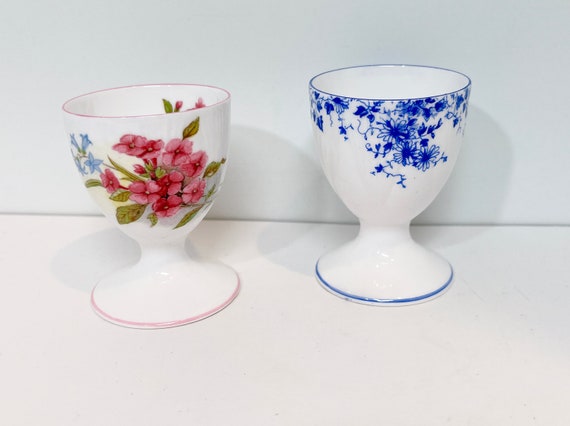 Shelley Eggcup, Stocks Pattern, Dainty Blue Pattern, Shelley Tea Cups, Shelley China, Pair of Eggcups, Shelley Egg Cups