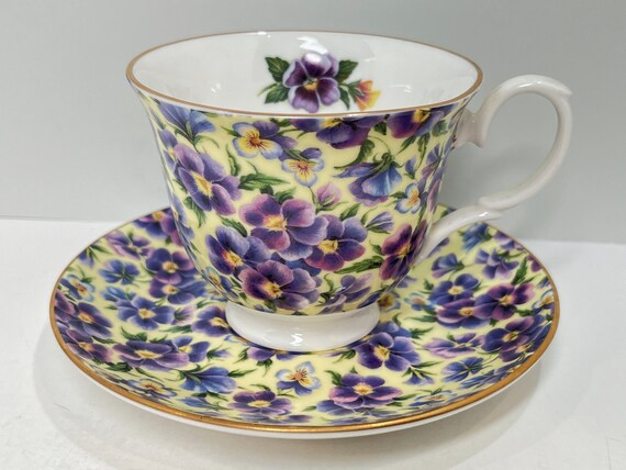 Pansy Tea Cup , Crown Trent Teacup and Saucer , Antique Tea Cup Vintage , Vintage Teacup , Floral Tea Cup , Housewarming Gift for Her