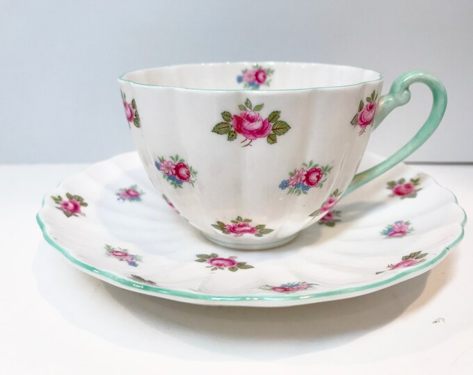 Rosebud Shelley Teacup and Saucer, Shelley Tea Cups, Floral Tea Cups, English China Tea Cups