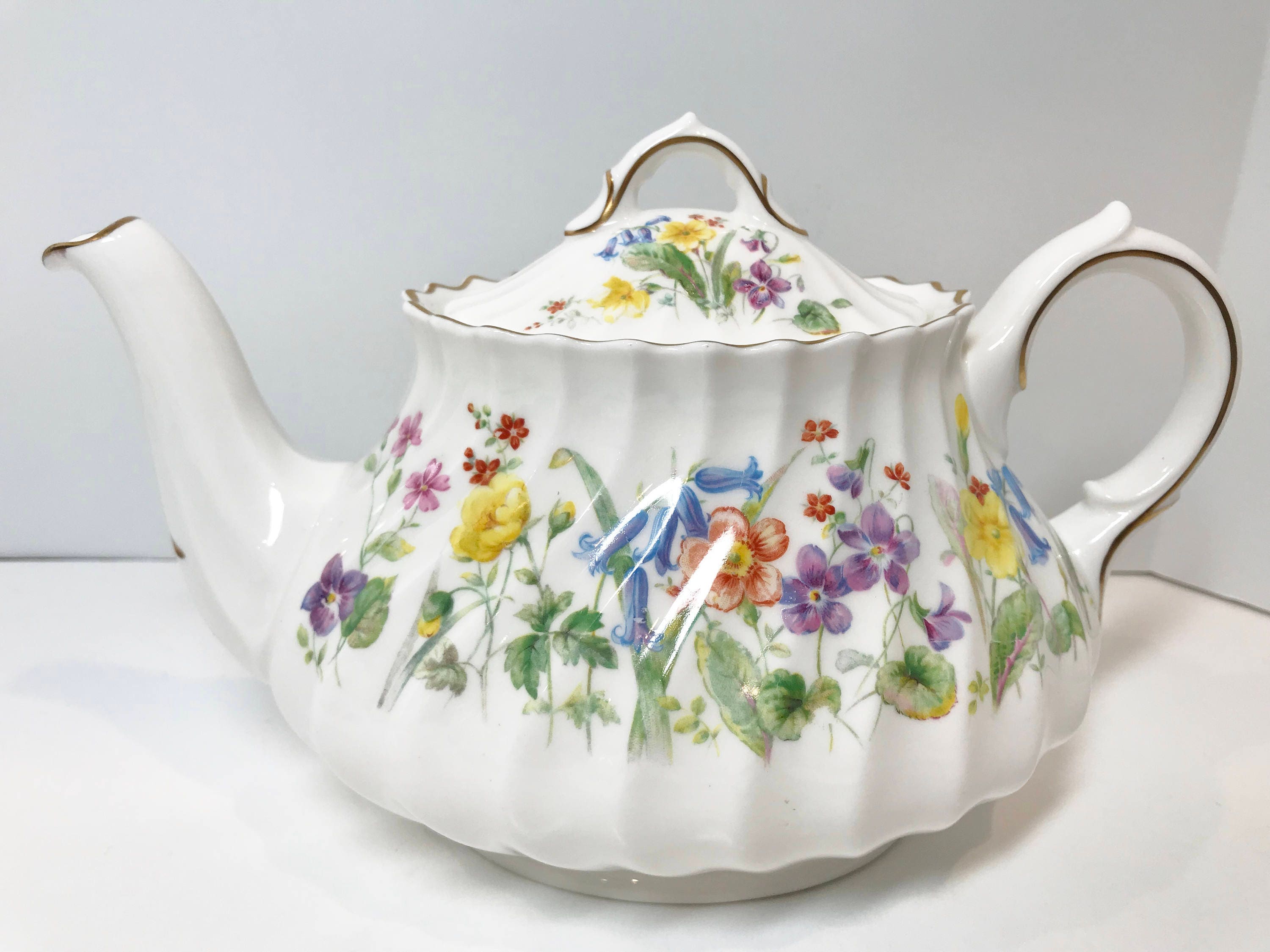 Royal Doulton Tea Set, Easter Morn Pattern, English Teapot, Creamer Sugar Teapot Set, Antique