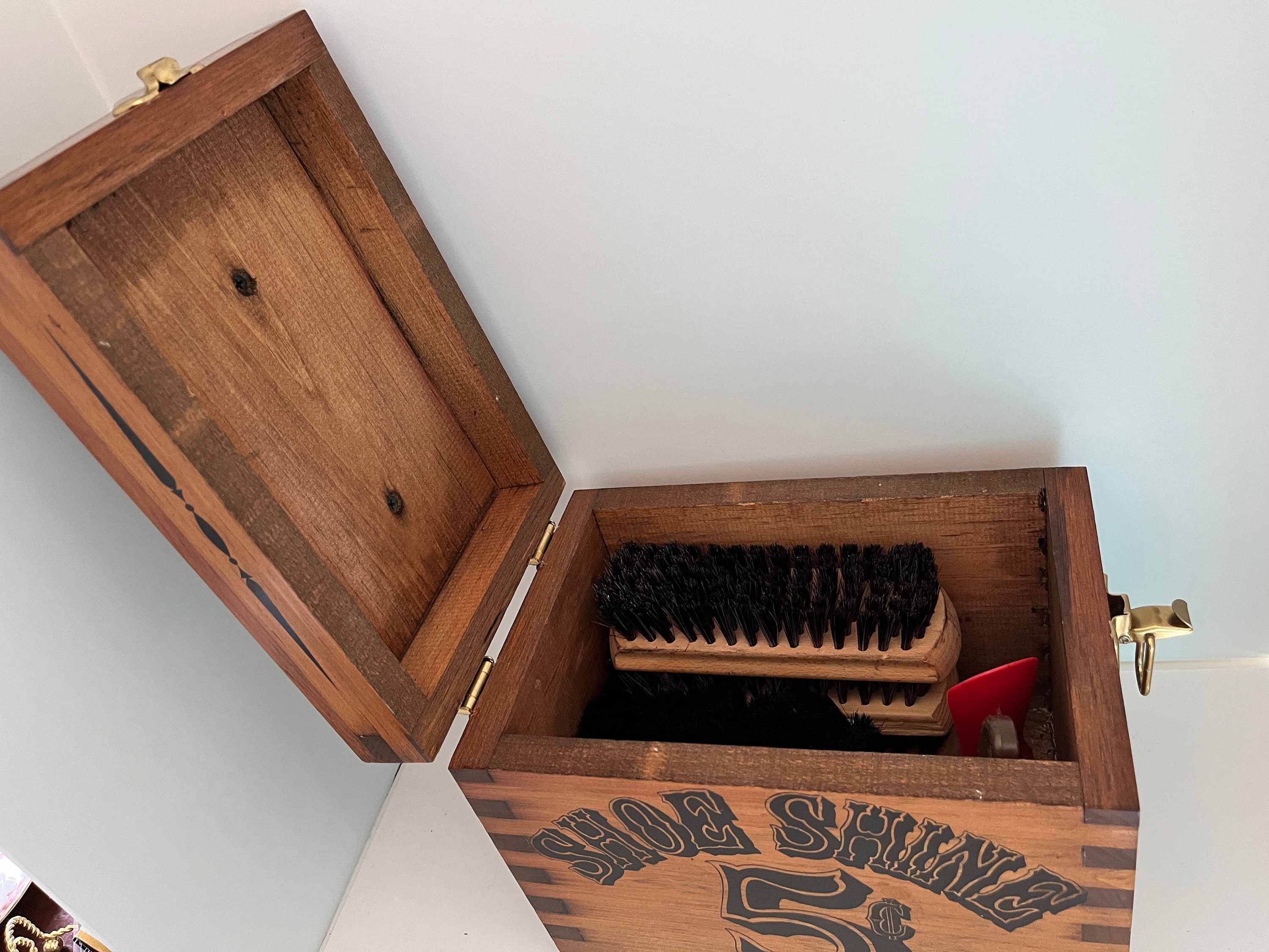 Vintage Wooden Shoe Shine Box Handmade