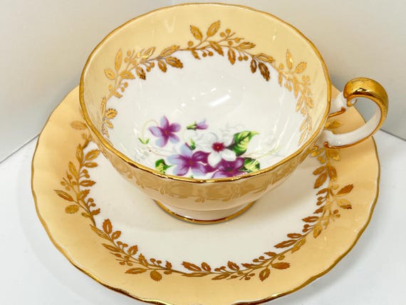 Aynsley Teacup and Saucer, Vintage Teacups, Anniversary Gift, Housewarming Gift, Gift for Her, Floral Teacup, Hand Painted