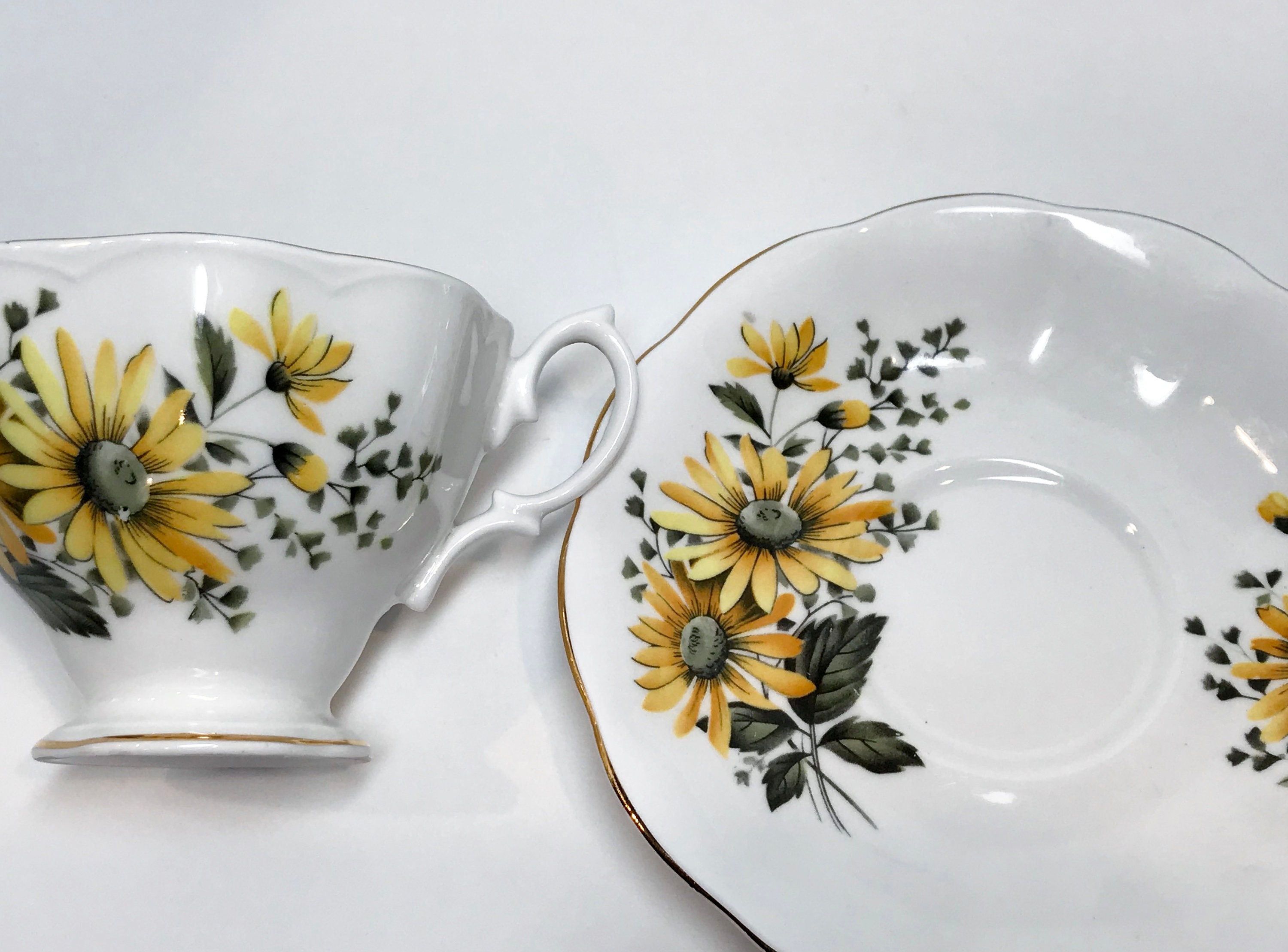 Yellow Daisies by Royal Albert Tea Cup and Saucer, Vintage Tea Cups