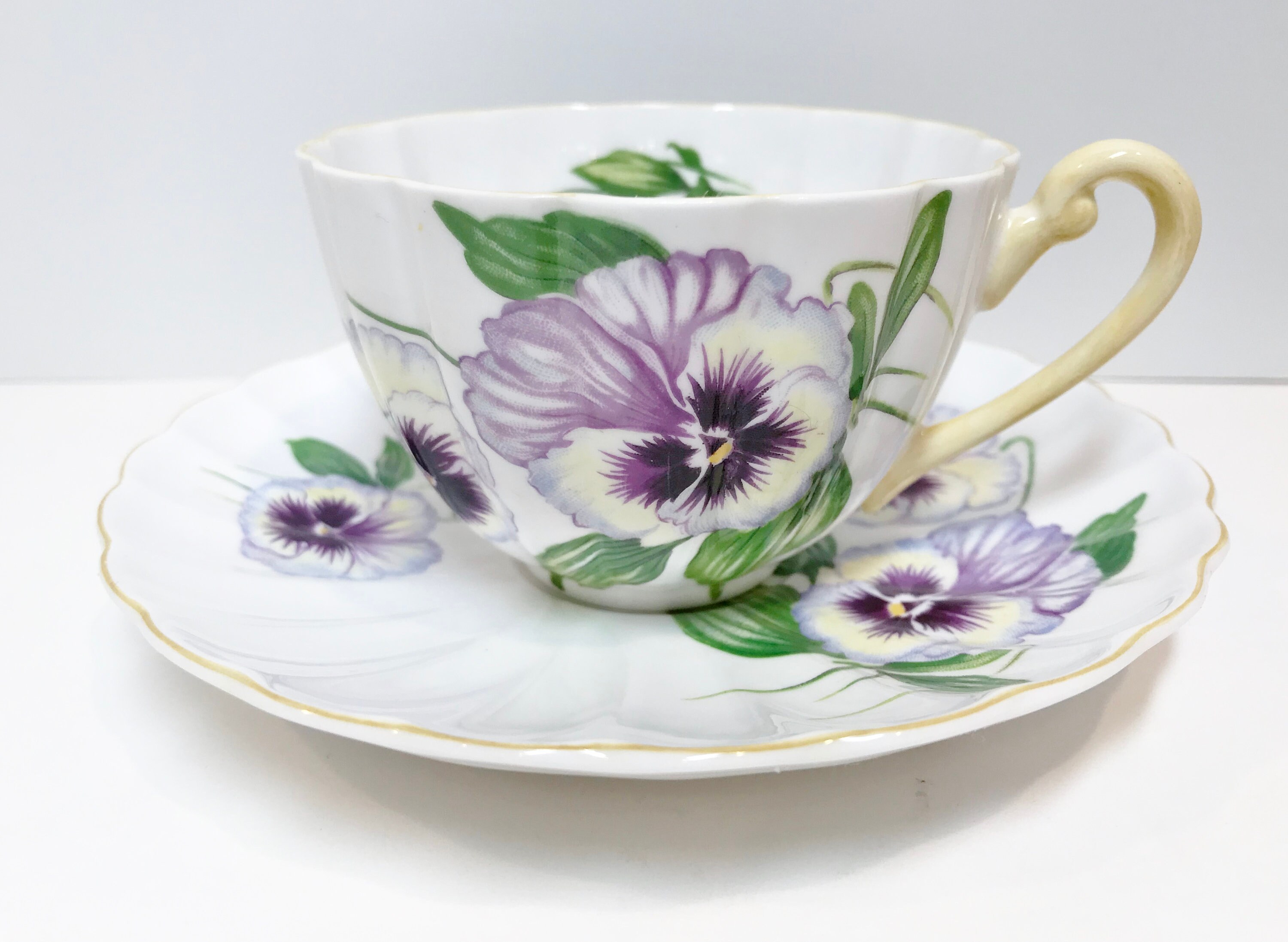 Shelley Tea Cup and Saucer, Shelley Pansy Tea Cup, Shelley China